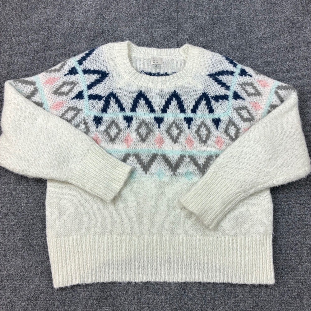 A New Day Womens Size Large Fair Isle Crewneck Sweater Geometric Knit Pullover